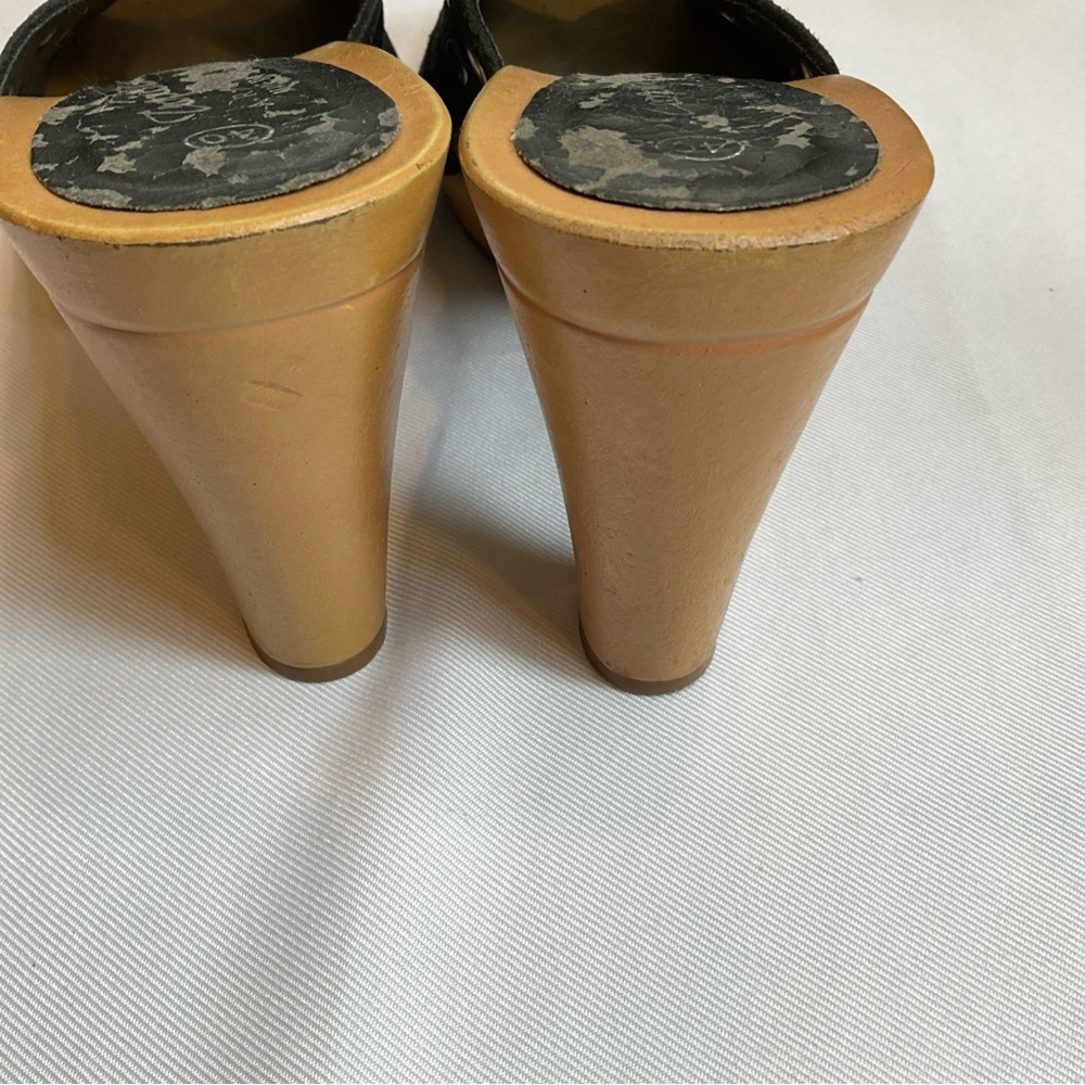 Y2k Studded Mule Clogs with Chunky Wood Heel size 9 Playform Vintage - Picture 7 of 8